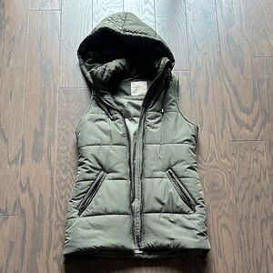 Altar'd State Long Dark Green Hooded Vest
